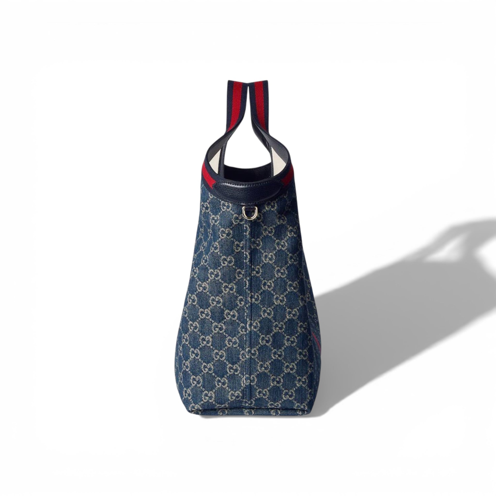 👜 Gucci GG Denim Shoulder Bag with Web Stripe