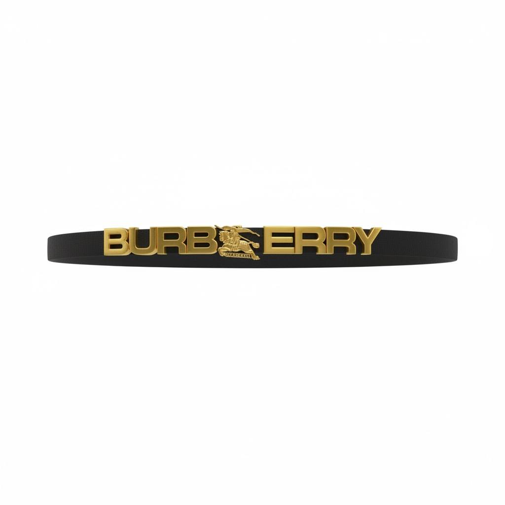 🧷 Burberry Elastic Belt with Gold Logo – Black