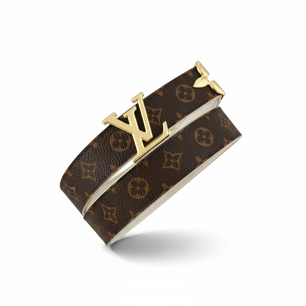 🤎 Louis Vuitton Monogram Canvas Belt – Gold LV Buckle