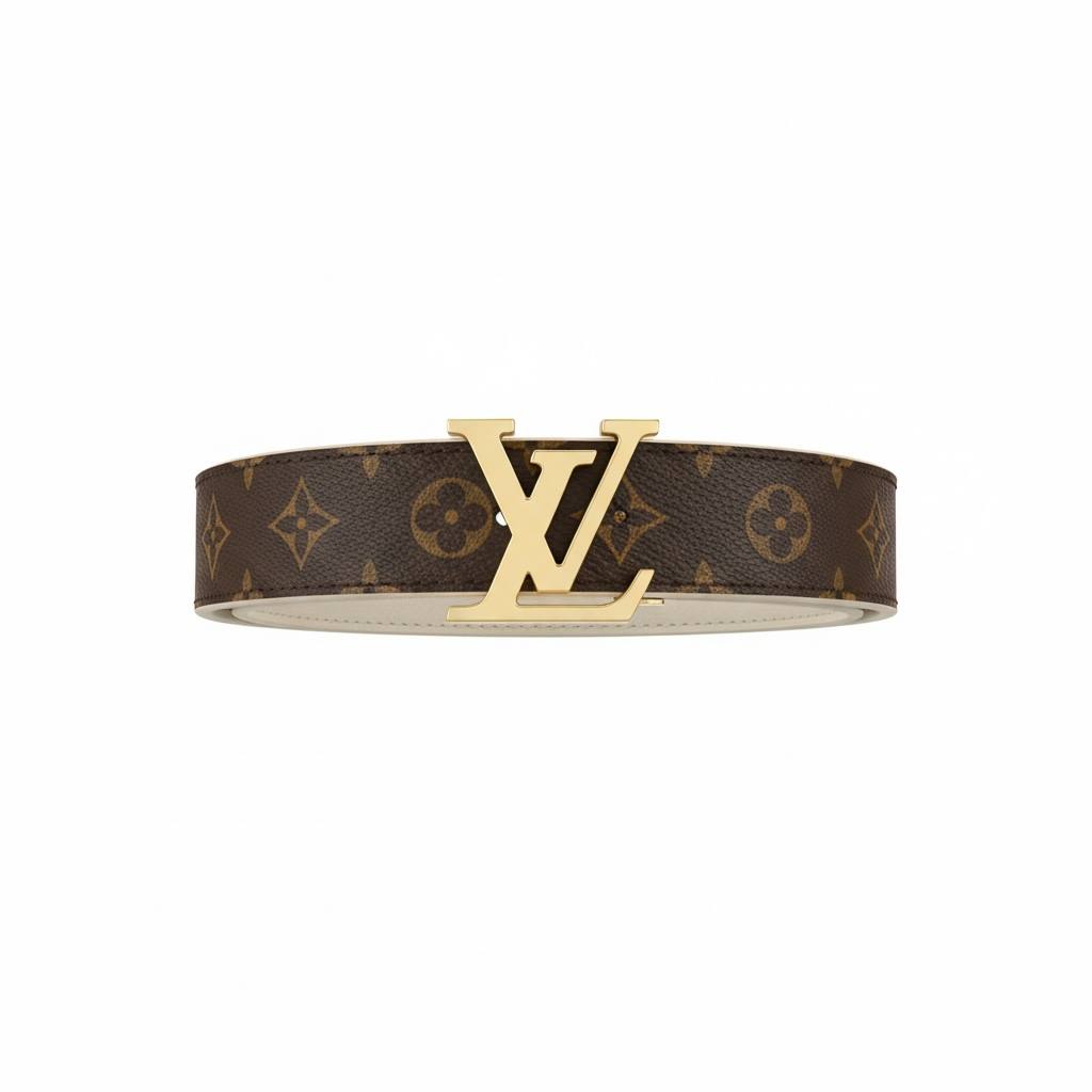 🤎 Louis Vuitton Monogram Canvas Belt – Gold LV Buckle