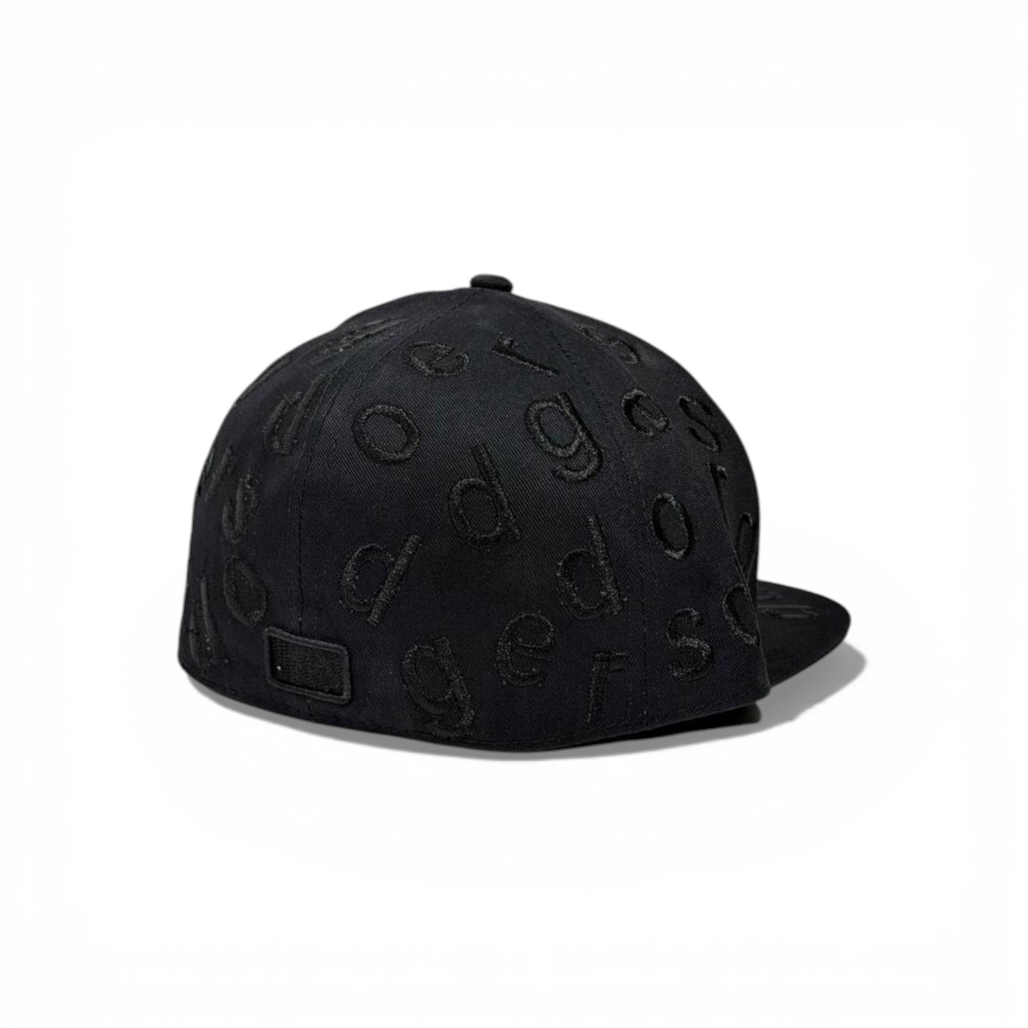 🧢 All-Black LA Dodgers Embossed Snapback Cap – Full Logo Pattern | Flat Brim