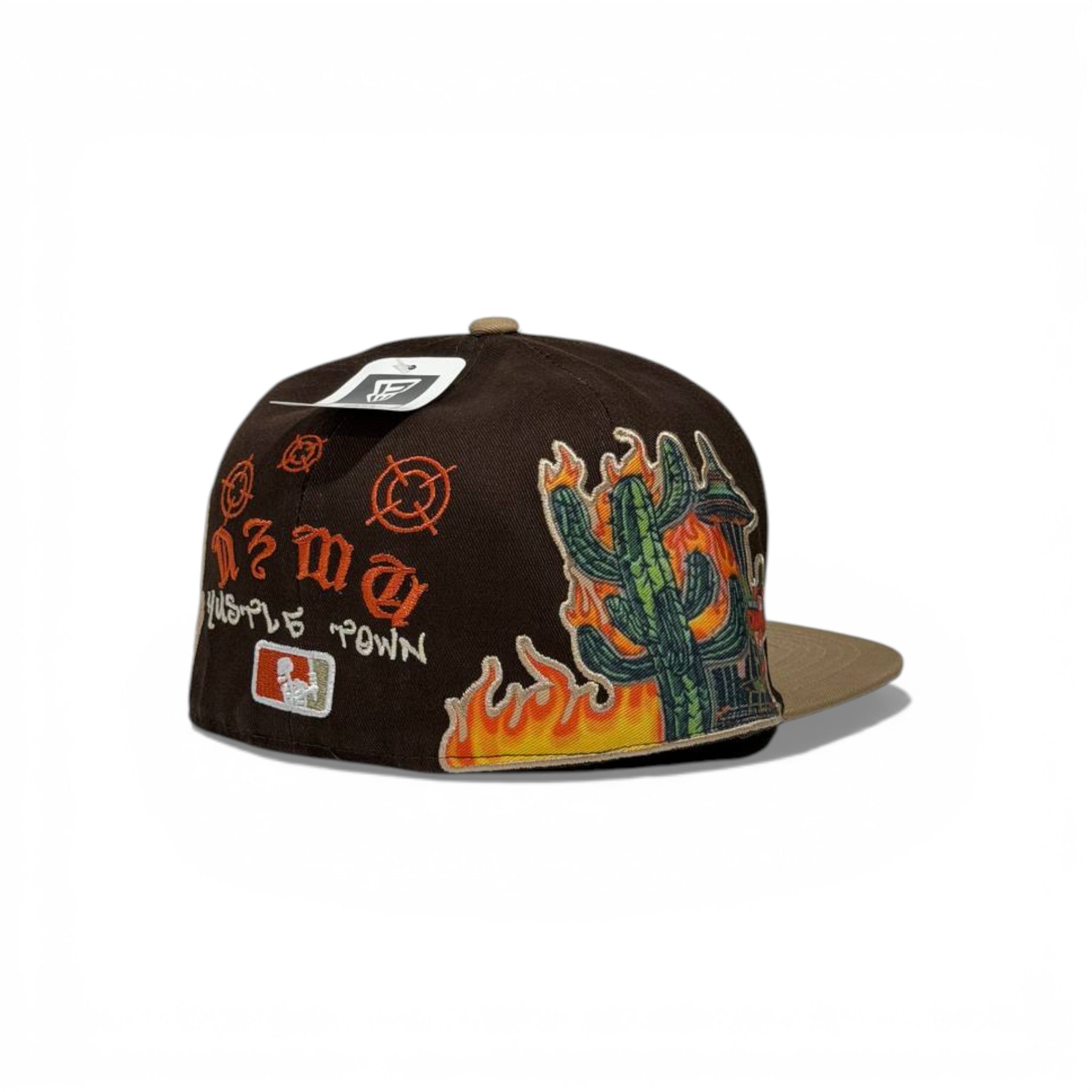 🧢 Brown “H” Star Embroidered Snapback Cap – Tan Flat Brim | Streetwear Edition