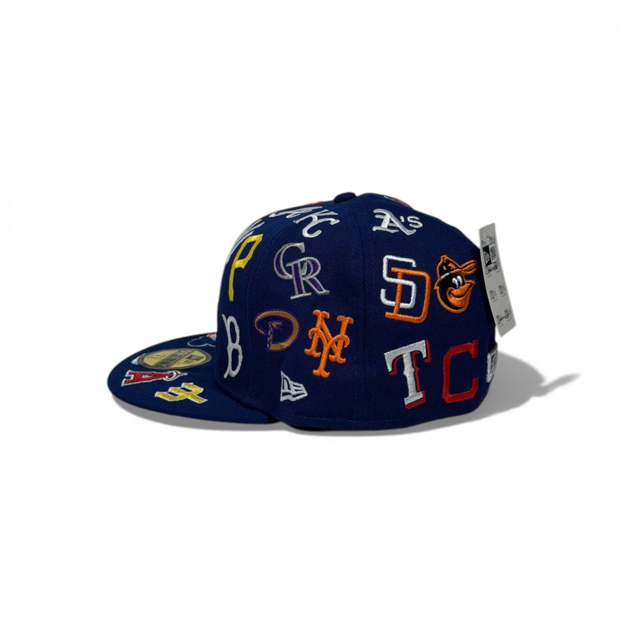 🧢 Navy Supreme Patch Snapback Cap – MLB All-Teams Embroidered | Flat Brim