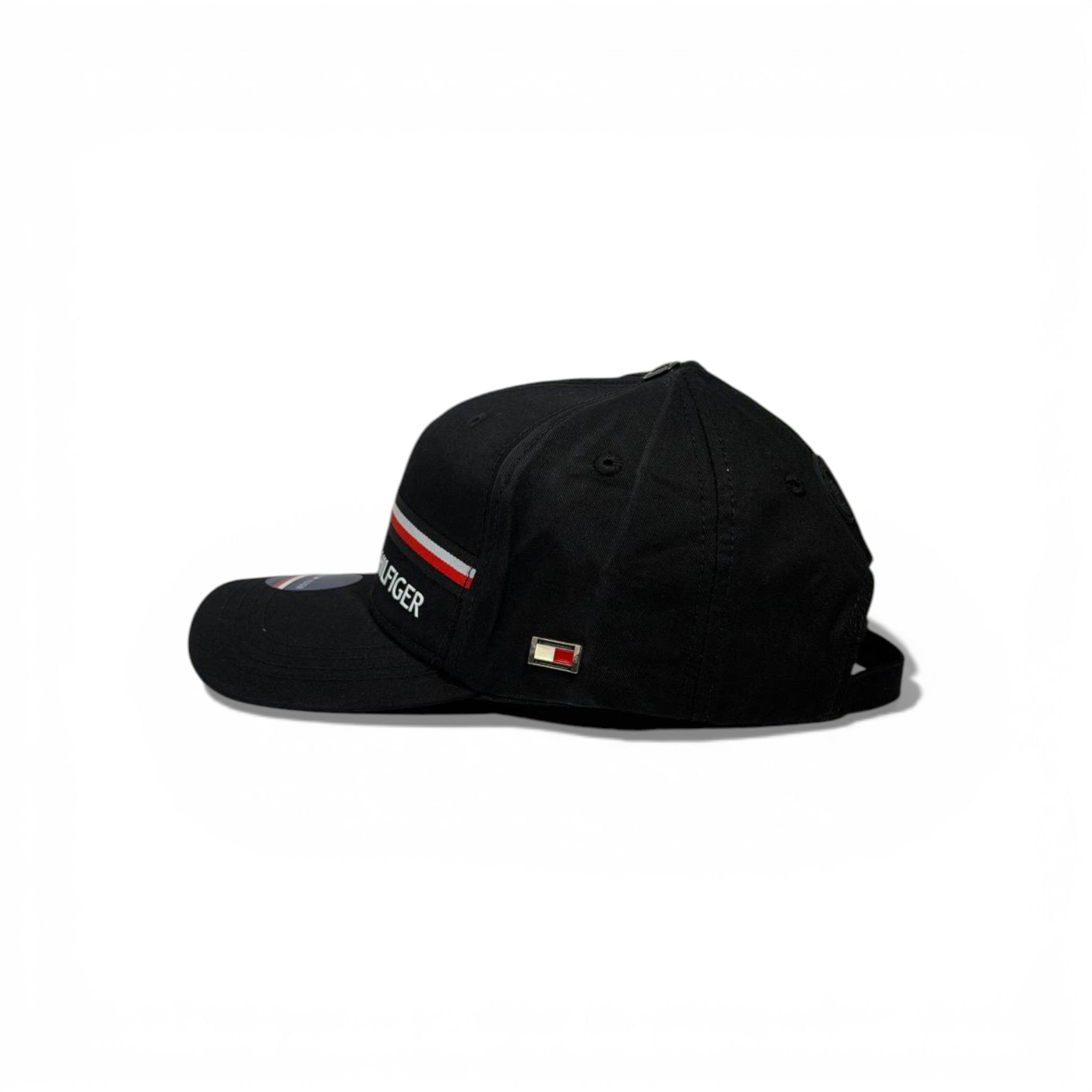 🖤🇺🇸 TOMMY HILFIGER BLACK SIGNATURE STRIPE BASEBALL CAP 🇺🇸🖤