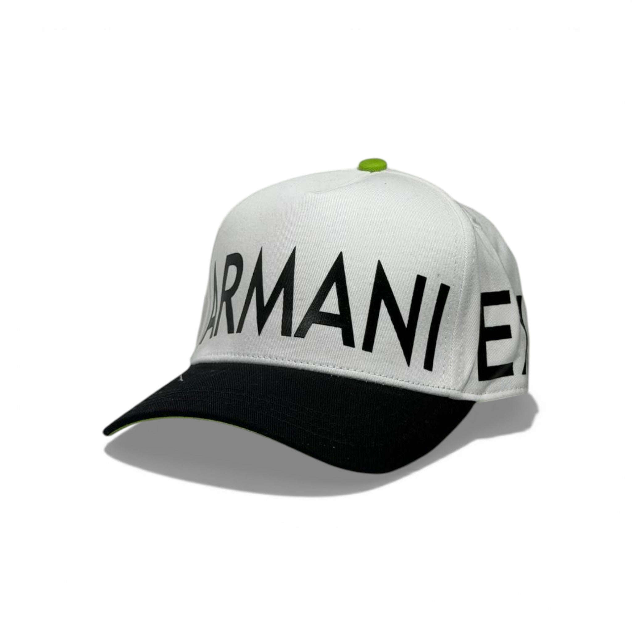 🧢 Armani Exchange Bold Logo Baseball Cap – White & Black Contrast Style ⚪⚫