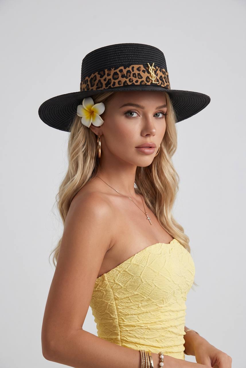 🖤 Saint Laurent Leopard Riviera Hat ✨🐆