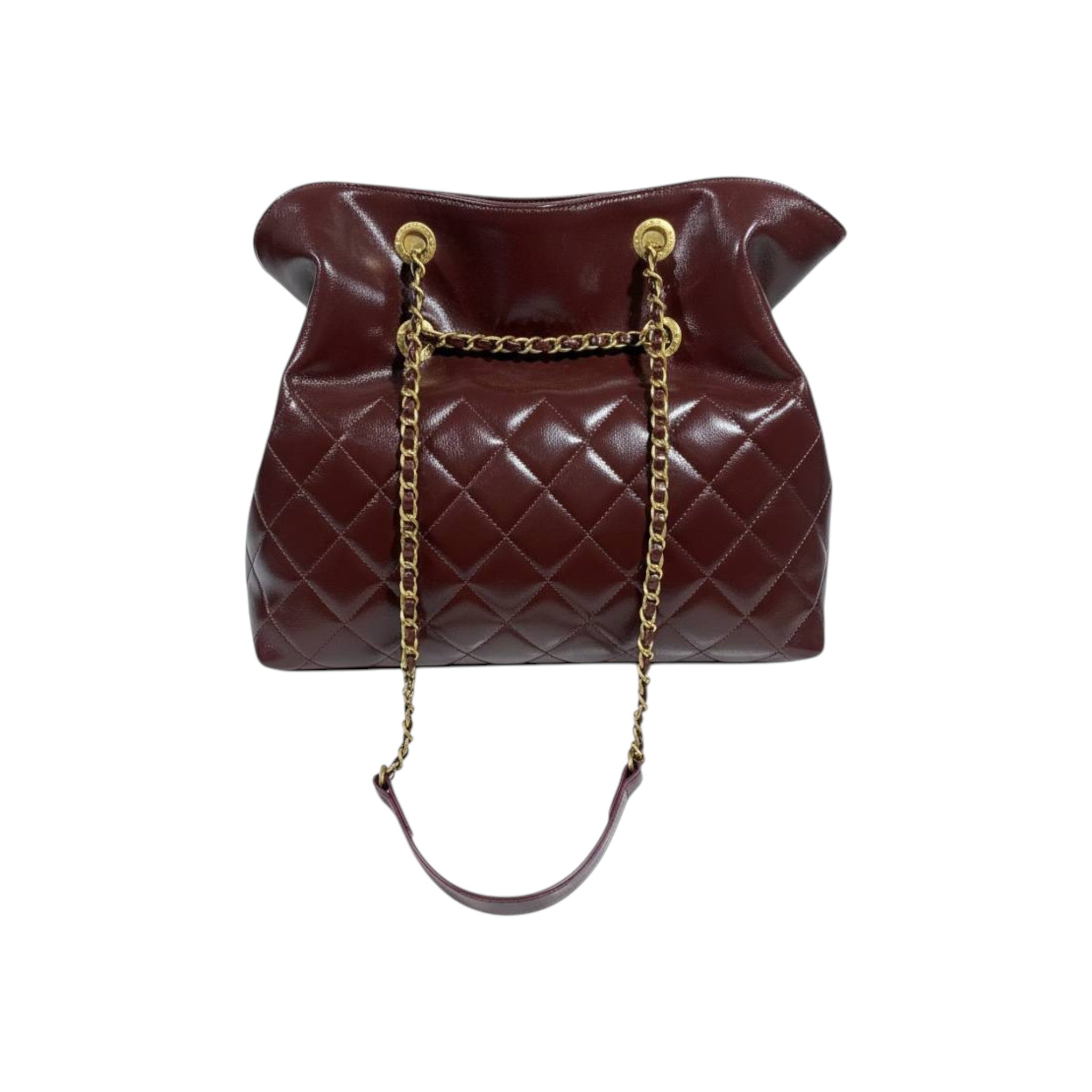 Chanel Quilted Burgundy Drawstring Bucket Bag with Chain Strap 🍷✨