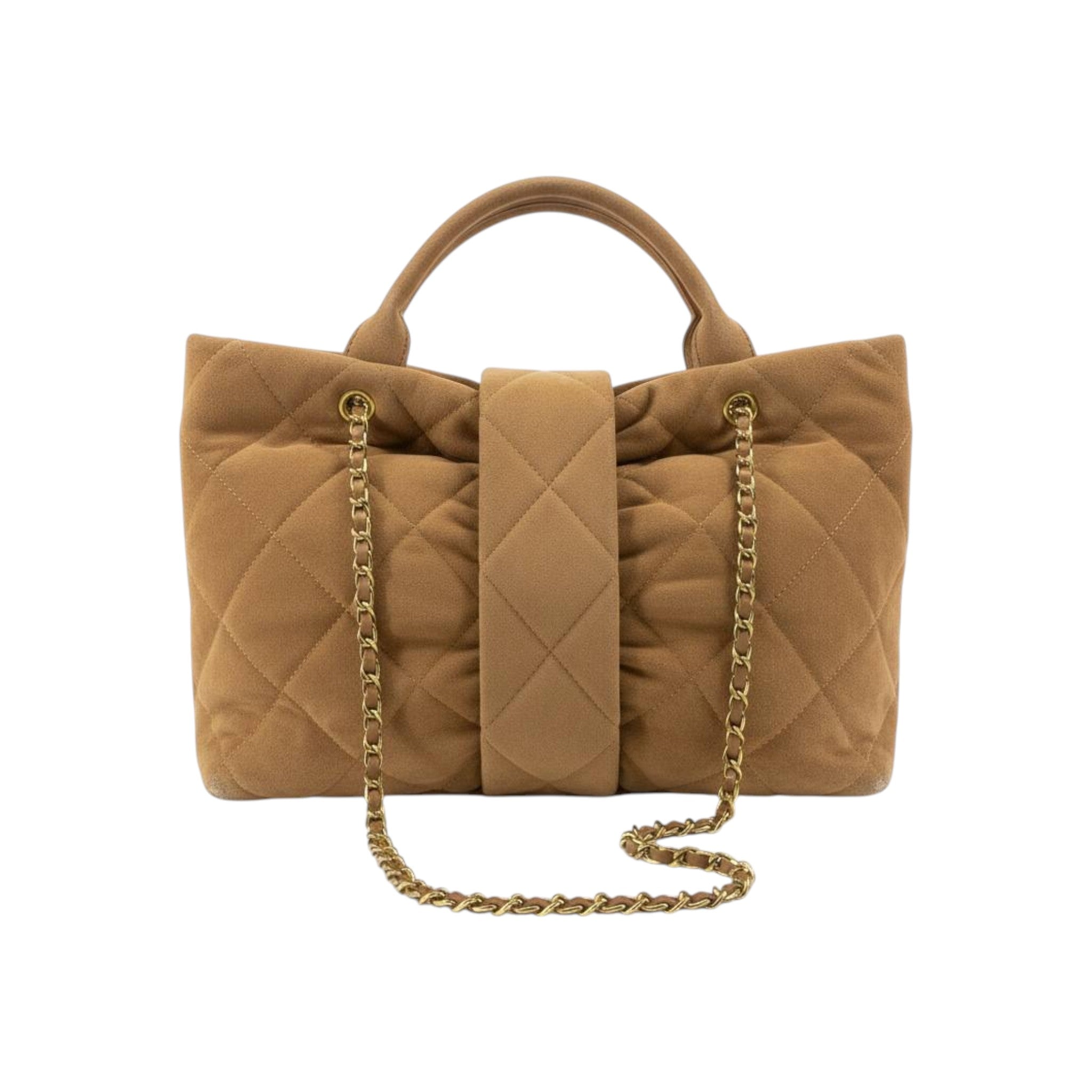 Chanel Quilted Beige Mini Top-Handle Bag with Chain Strap 🤎✨