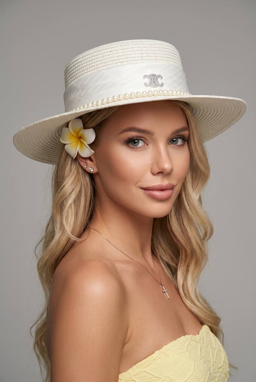 🤍 Chanel White Pearl Riviera Hat ✨