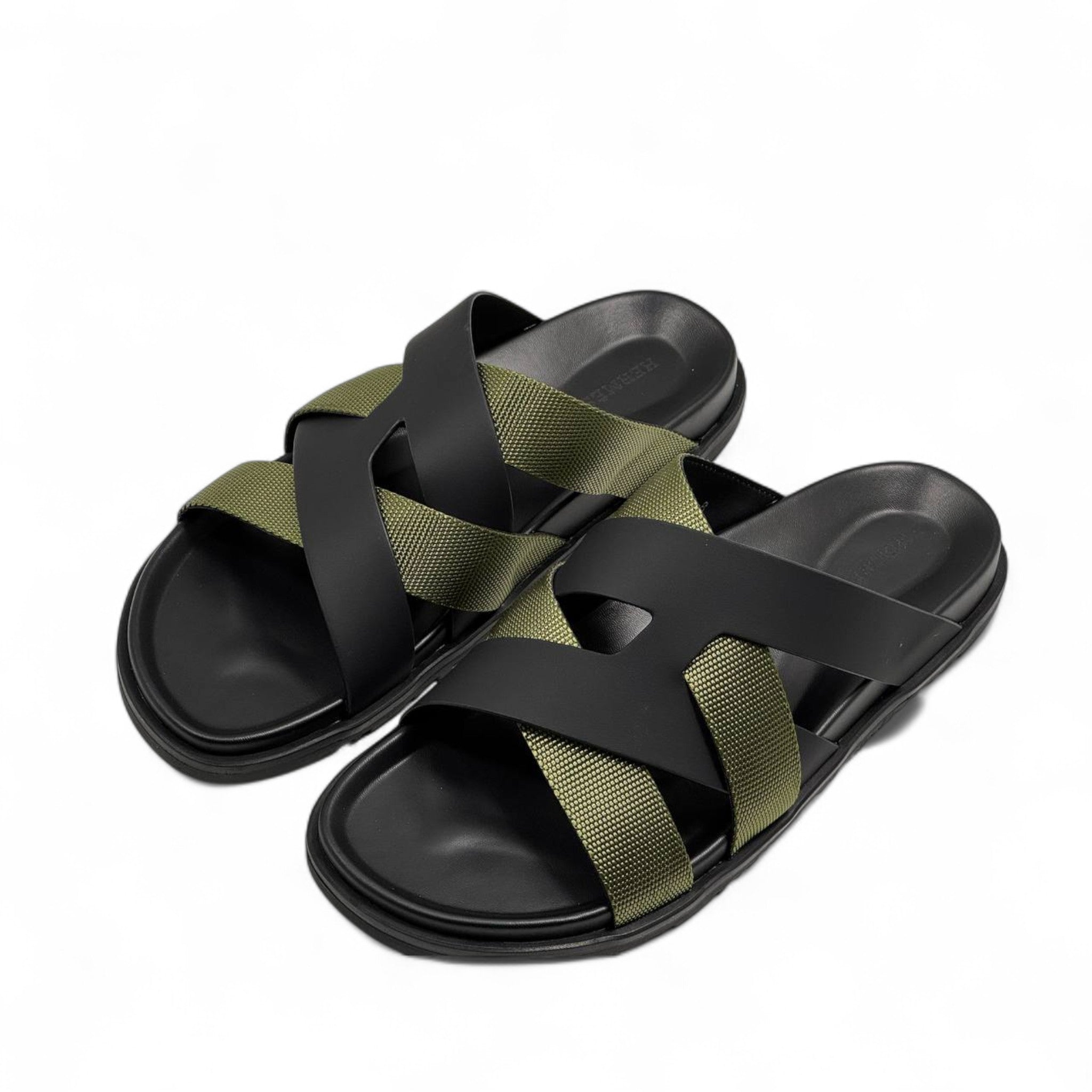 HERMÈS Olive & Black Cross-Strap Sandals 🧵 | Effortless French Utility Chic