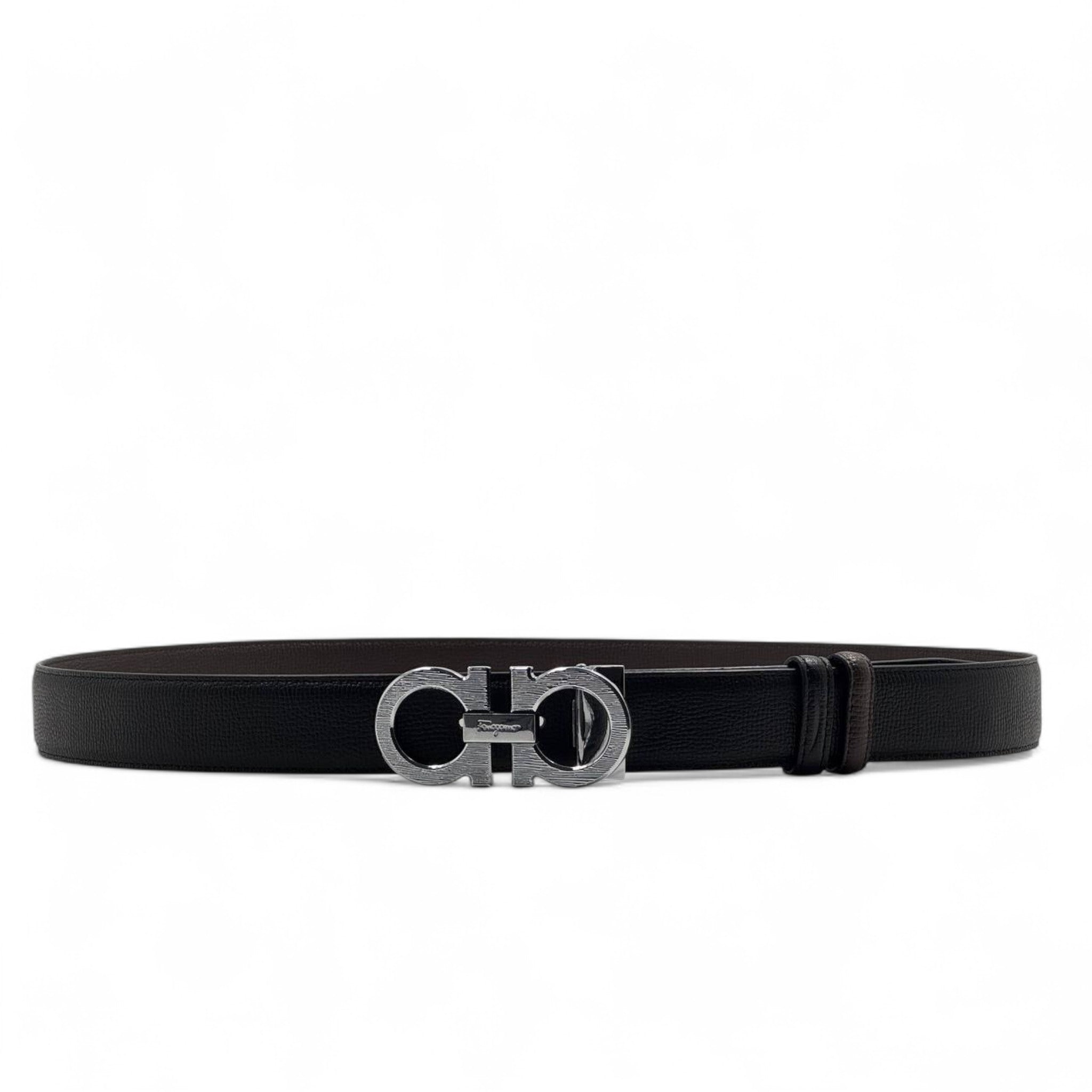 Salvatore Ferragamo Gancini Reversible Leather Belt – 130cm 🖤🤎 Luxury Dual-Tone