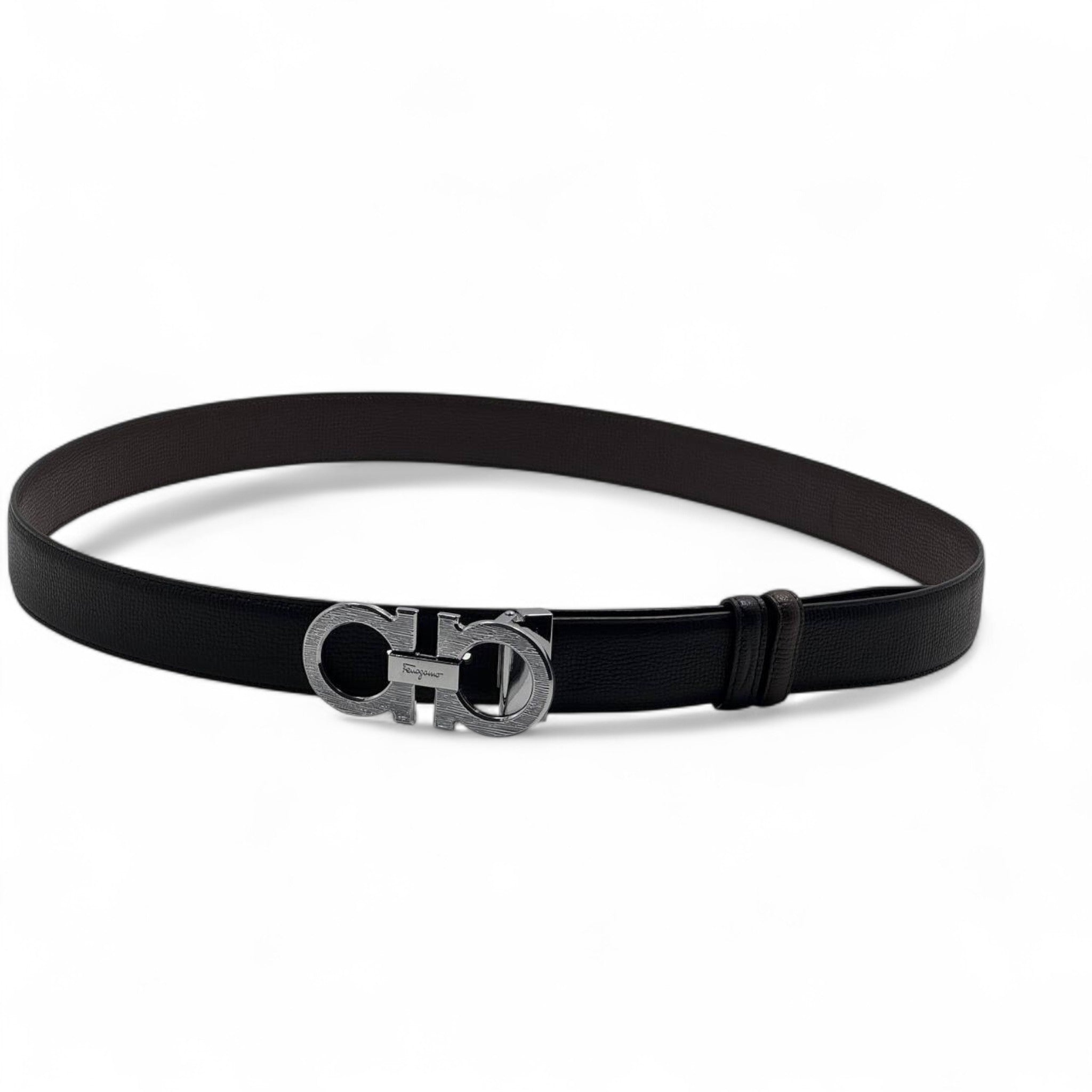 Salvatore Ferragamo Gancini Reversible Leather Belt – 130cm 🖤🤎 Luxury Dual-Tone
