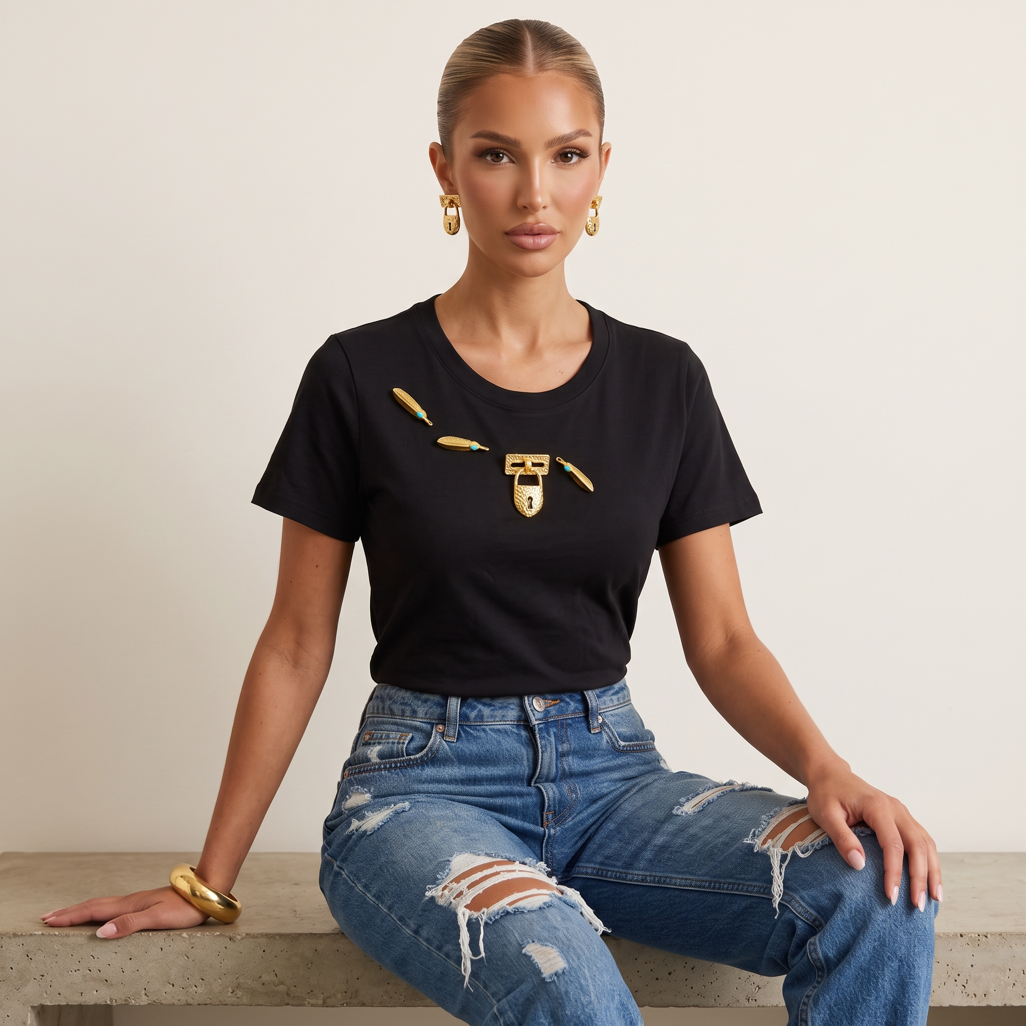 Schiaparelli Embellished Cotton T-Shirt – Black