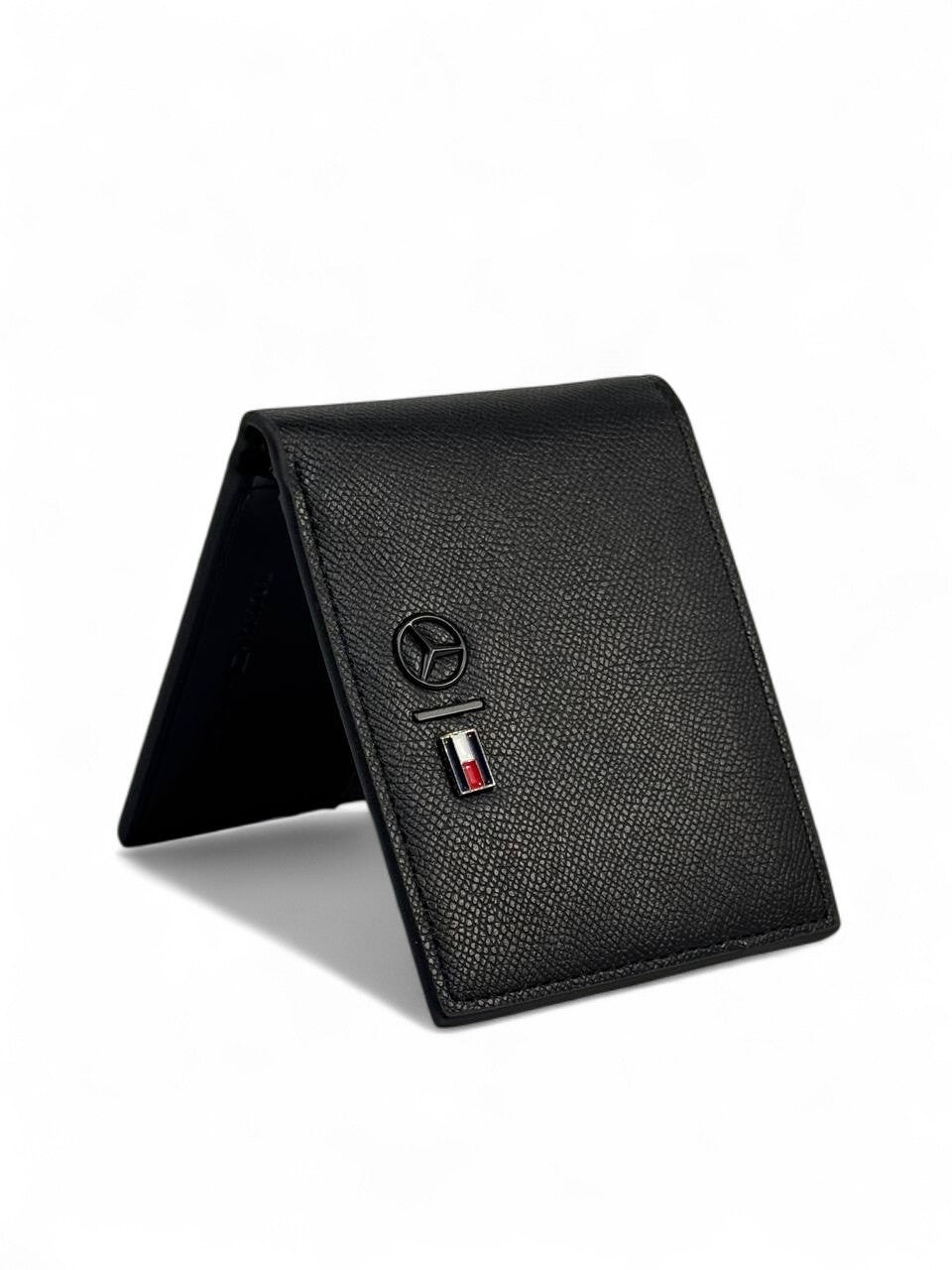 Mercedes x Tommy Hilfiger-Inspired Black Leather Wallet – Power Meets Precision 🖤✨