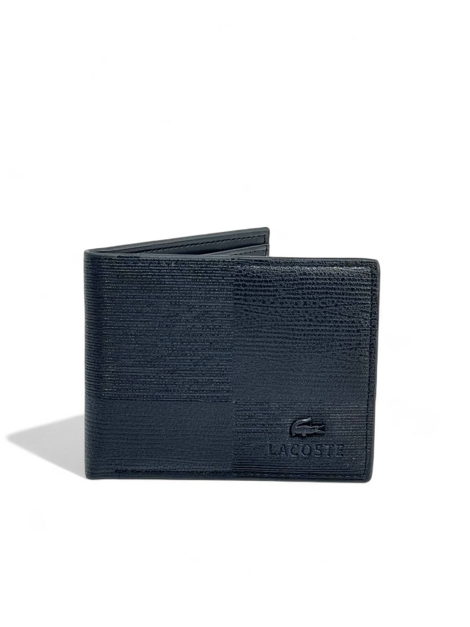 Lacoste-Inspired Black Textured Wallet – Sporty Refinement, Parisian Craft 💙✨