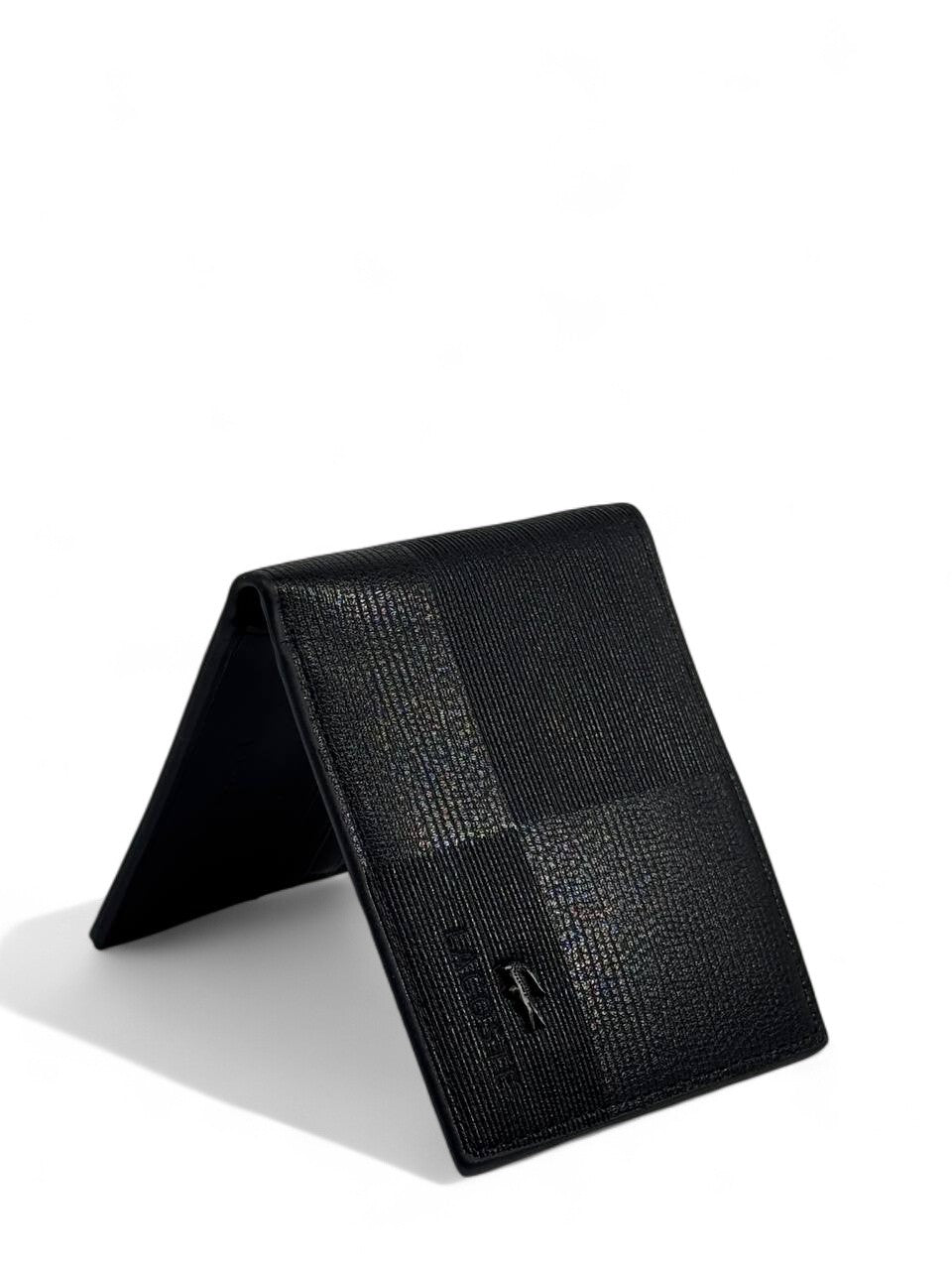 Lacoste-Inspired Black Textured Wallet – Sporty Refinement, Parisian Craft 💙✨