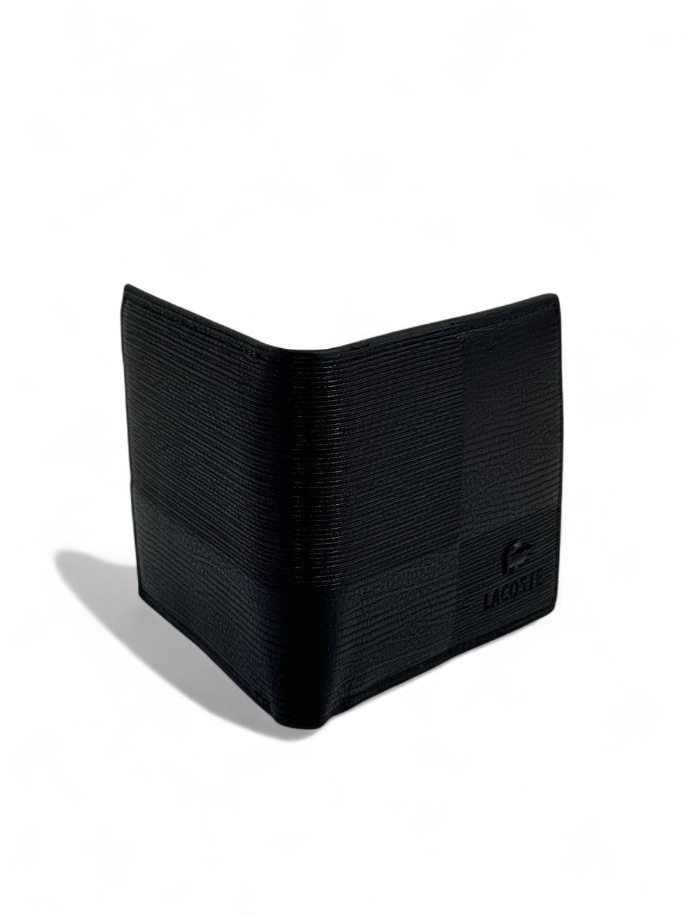 Lacoste-Inspired Black Textured Wallet – Sporty Refinement, Parisian Craft 💙✨