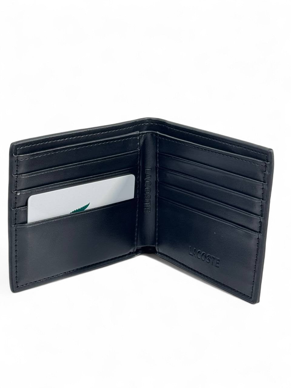 Lacoste-Inspired Black Textured Wallet – Sporty Refinement, Parisian Craft 💙✨