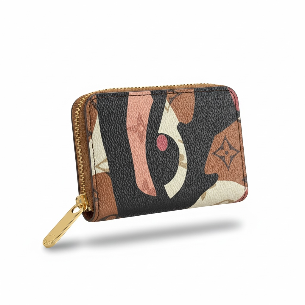 Louis Vuitton Style Monogram Zip Card Holder Wallet 🟤✨
