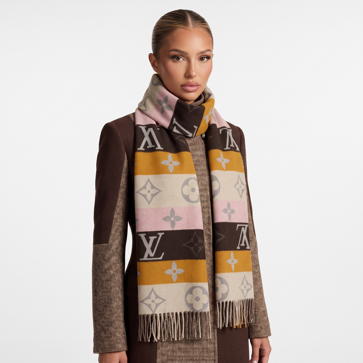 Louis Vuitton Multicolor Monogram Scarf 🧣✨ | Oversized Fringe Luxury