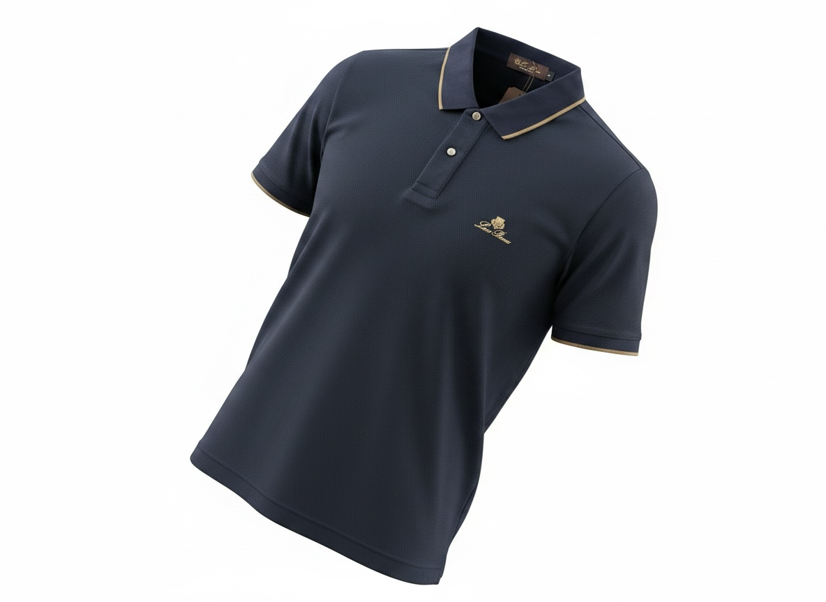 Loro Piana Navy Classic Polo Shirt ๐ตโจ Textured Luxury Fit