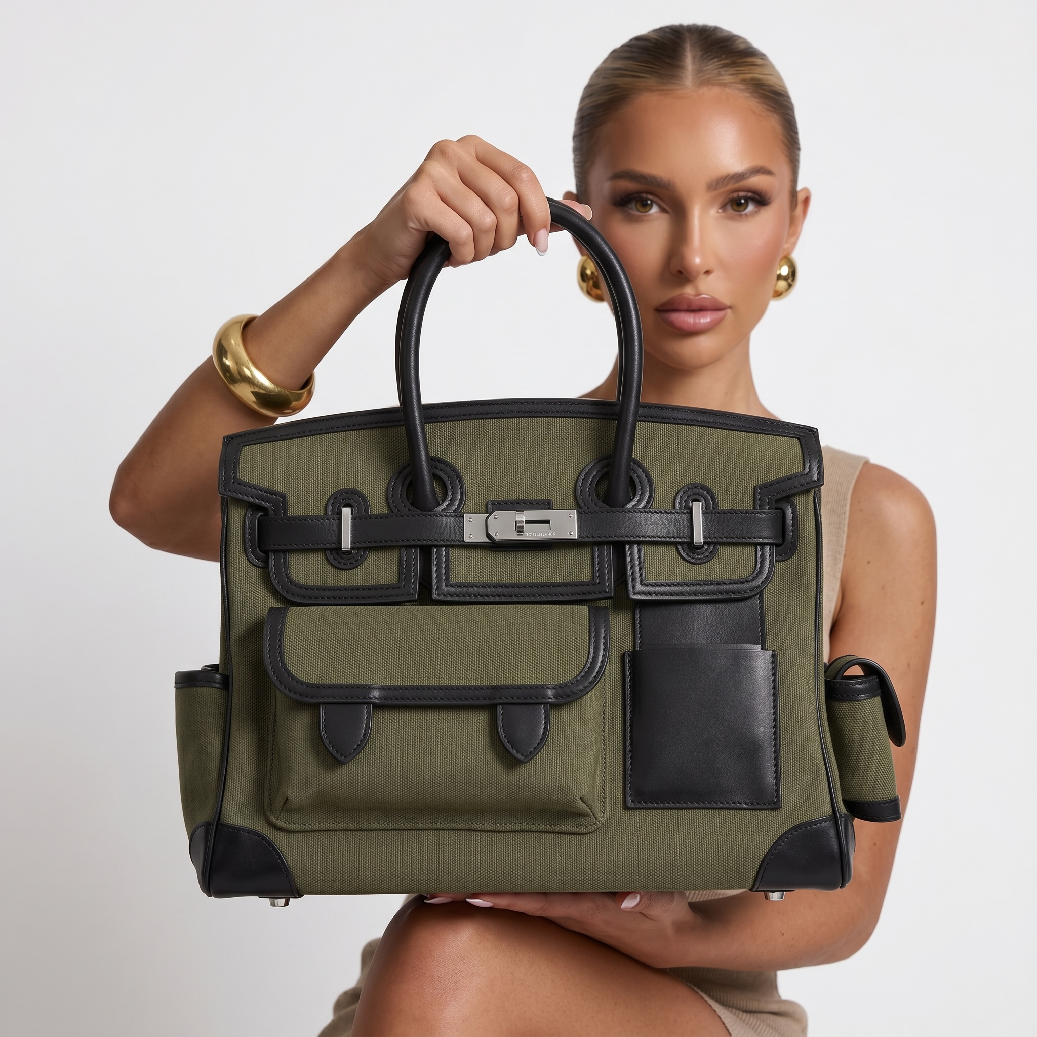🖤💚 Hermès Birkin Cargo Canvas Tote – Olive Green Edition