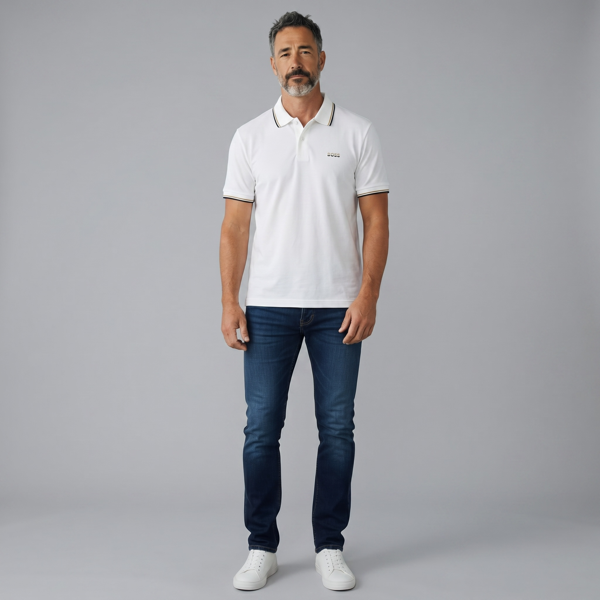 🤍✨ Hugo Boss White Luxury Polo Shirt – Premium Smart Casual Collection 👔🔥