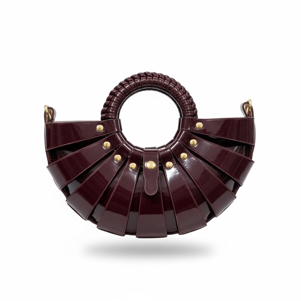 🤎 Bottega Veneta Burgundy Shell Top Handle Bag – Luxury Sculptural Handbag