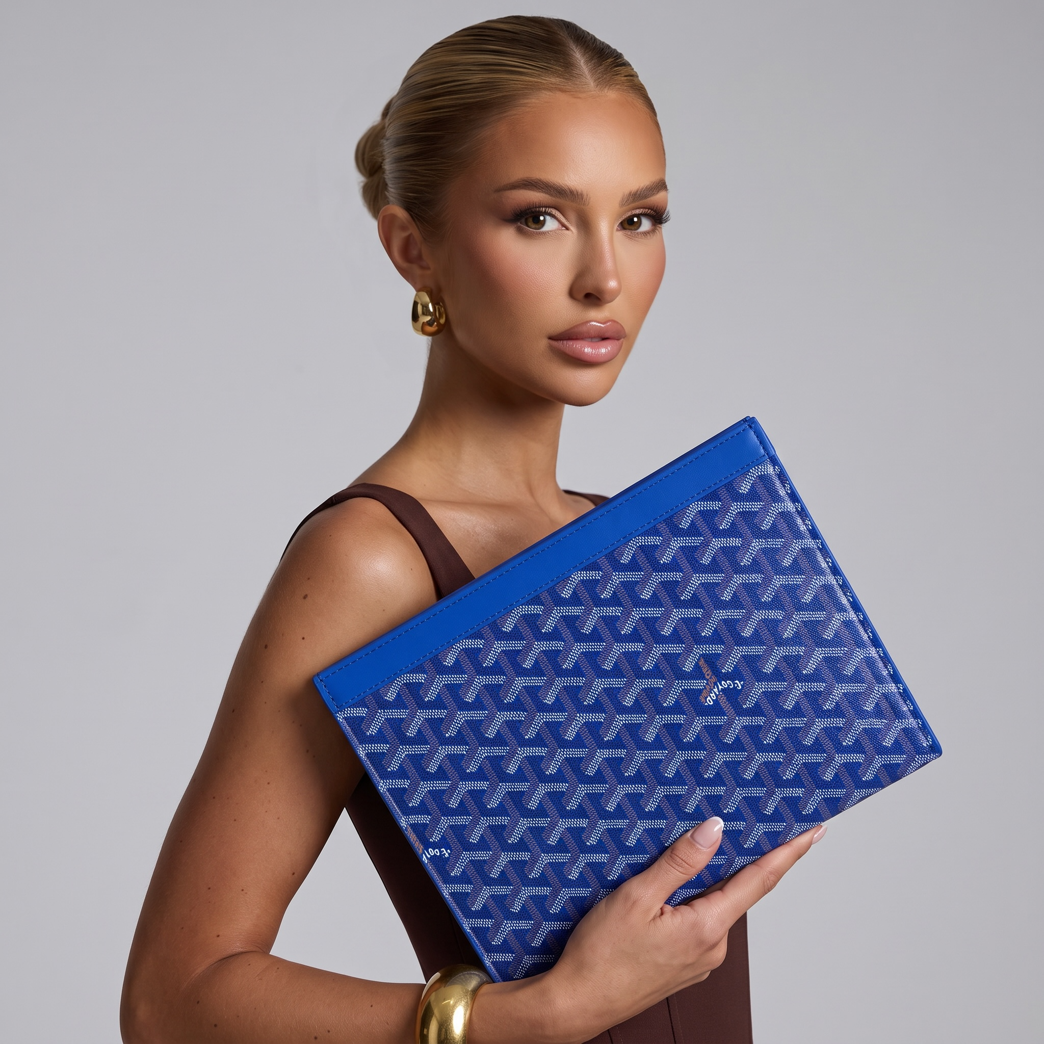 💙 Goyard Saint Louis Blue Flat Zip Pouch