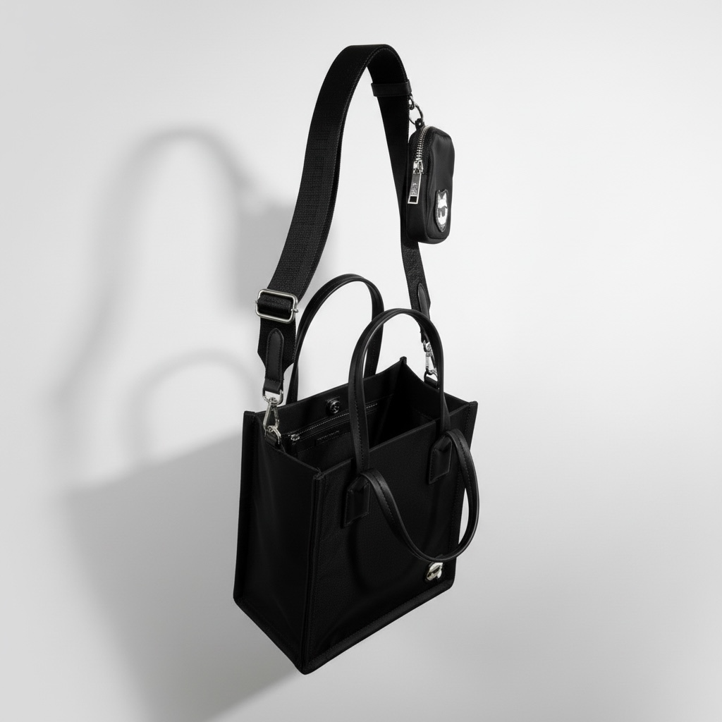 KARL LAGERFELD Mini Black Tote Bag 🖤✨ | Crossbody Set with Pouch