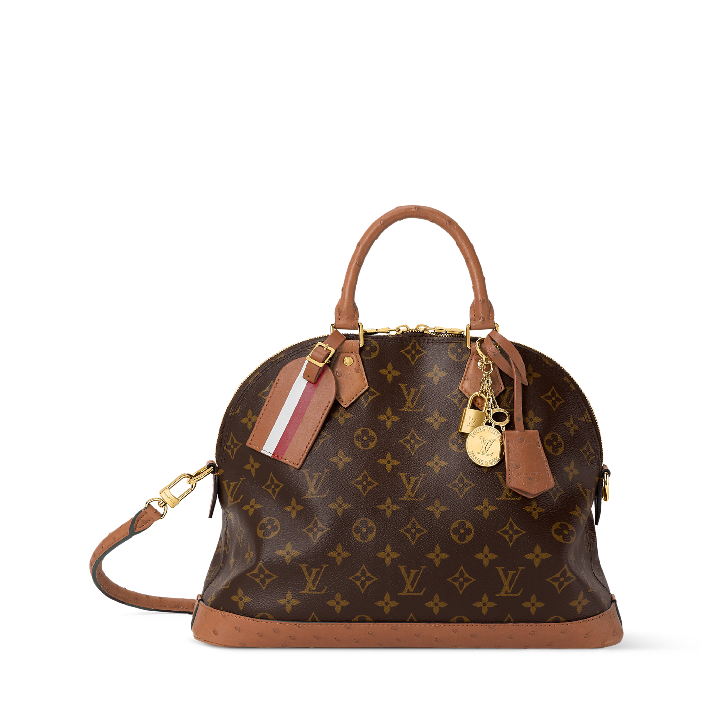 Louis Vuitton Alma Monogram Handbag – Classic Elegance with Ostrich Leather Accents