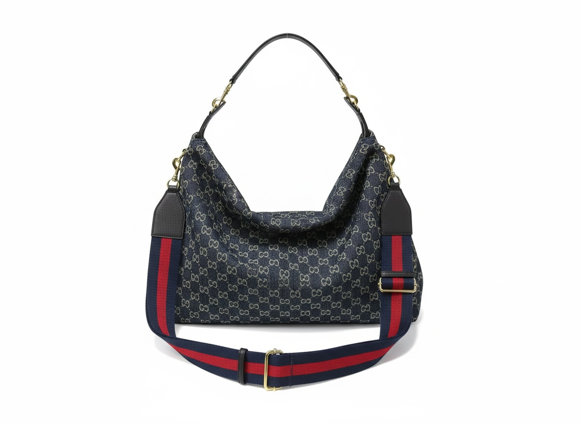 GUCCI GG Denim Shoulder Bag 💙✨ | Web Strap Street Luxury