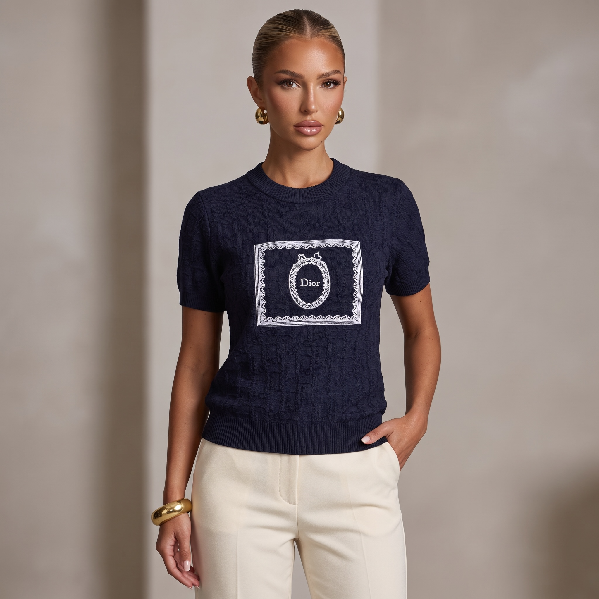 💙 Dior Oblique Medallion Knit Top | One Size