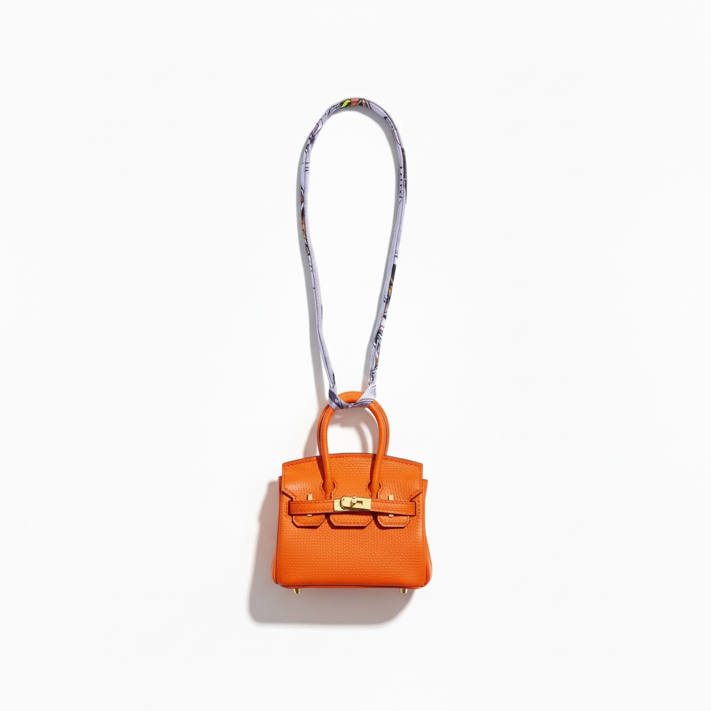 Hermès Mini Birkin BagCharm – Orange 🍊✨ | Luxury Key Holder