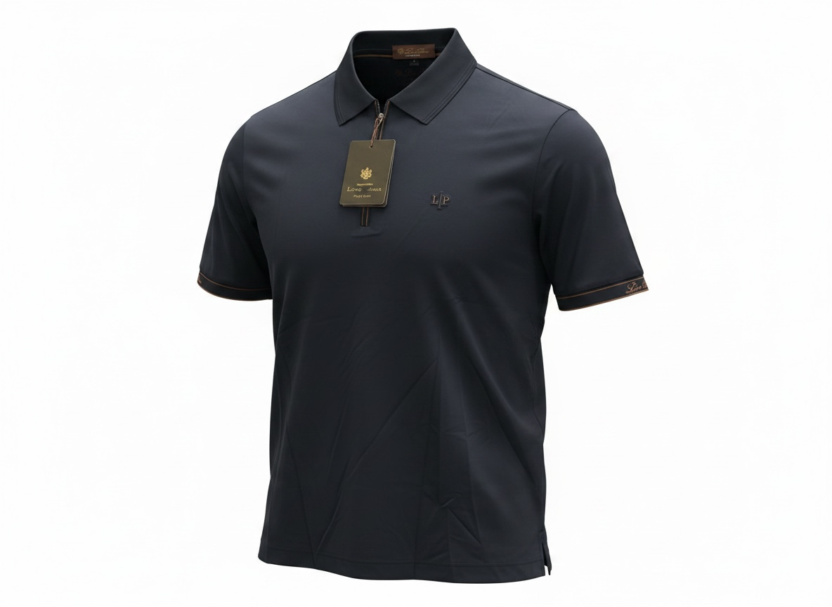 Loro Piana Navy Zip Polo Shirt ๐ตโจ Luxury Half-Zip Signature Fit