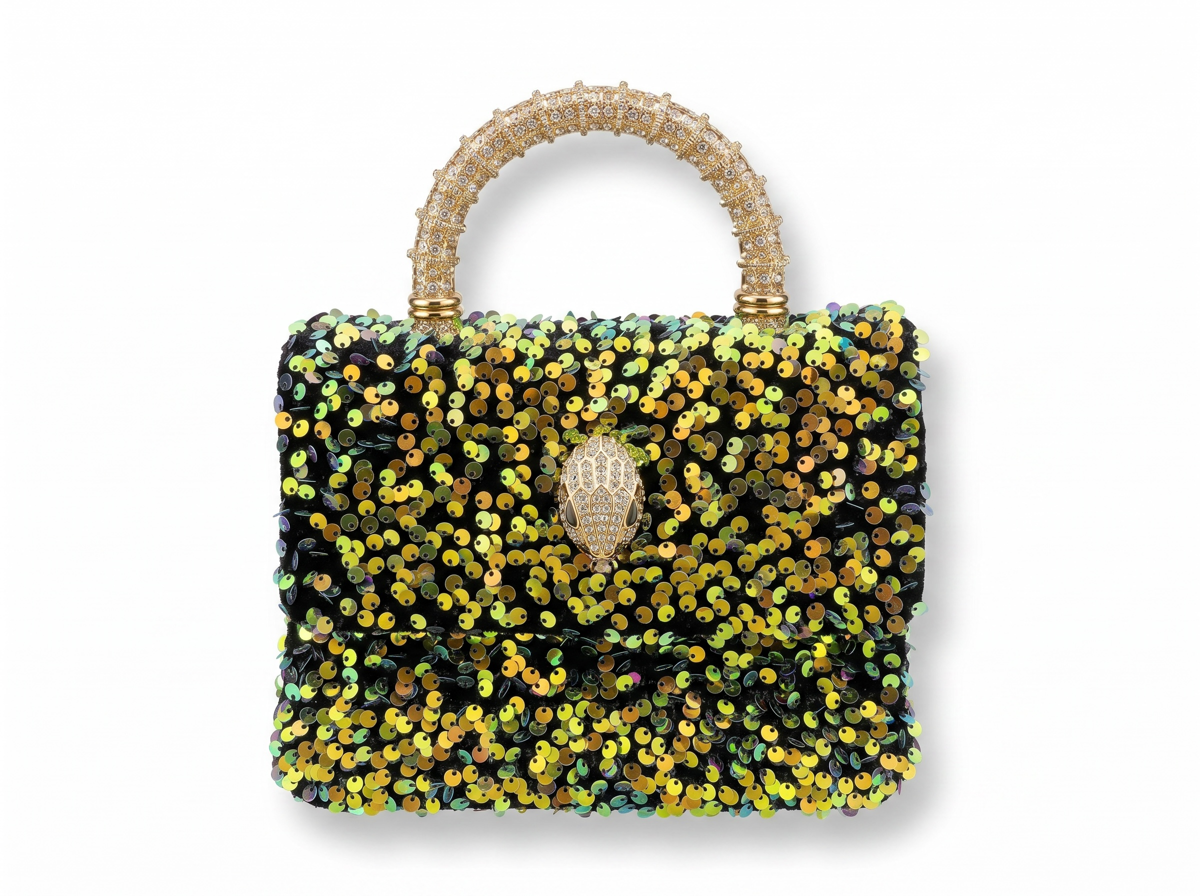 ✨ Kurt Geiger Crystal Eagle Sequin Top Handle Bag – Gold Sparkle Edition ✨