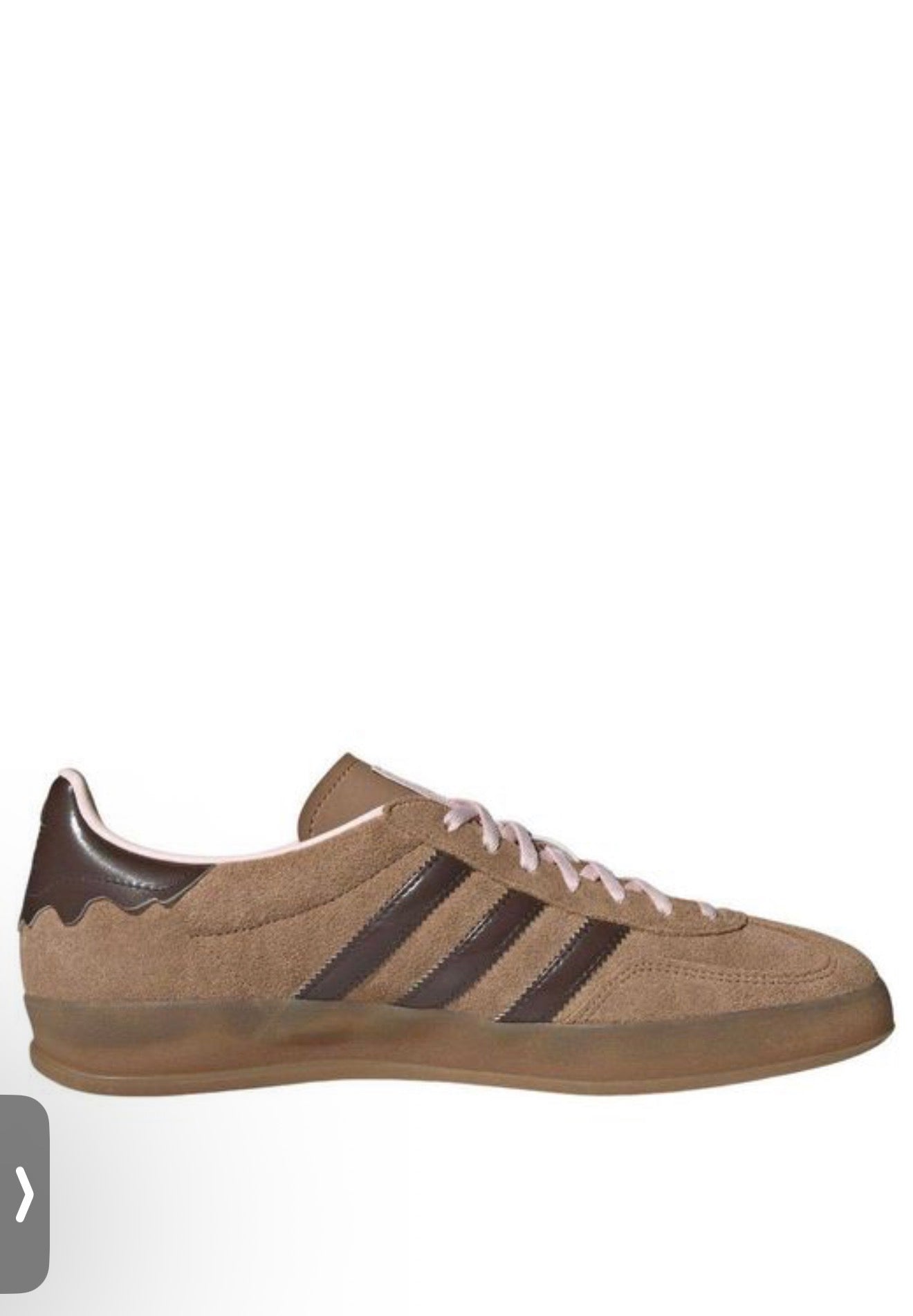 brown adidas Samba sneaker with dark brown stripes and gum sole