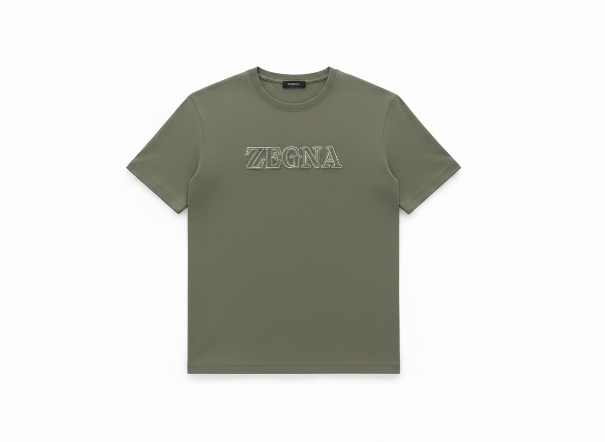 ZEGNA Olive Green Logo T-Shirt 🫒✨ Premium Minimal Fit