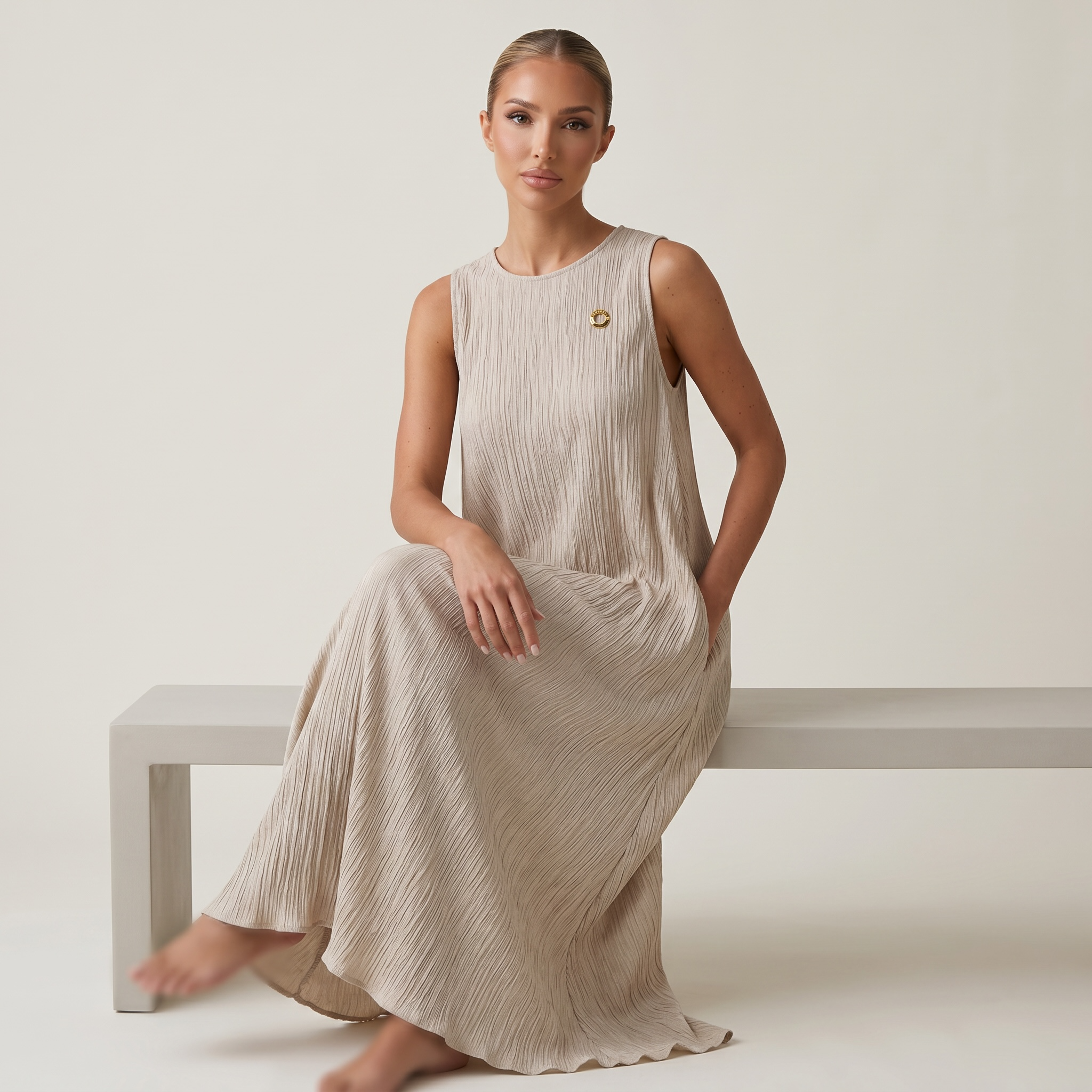 🤍 Loro Piana Linen Blend Sleeveless Maxi Dress ✨ one size