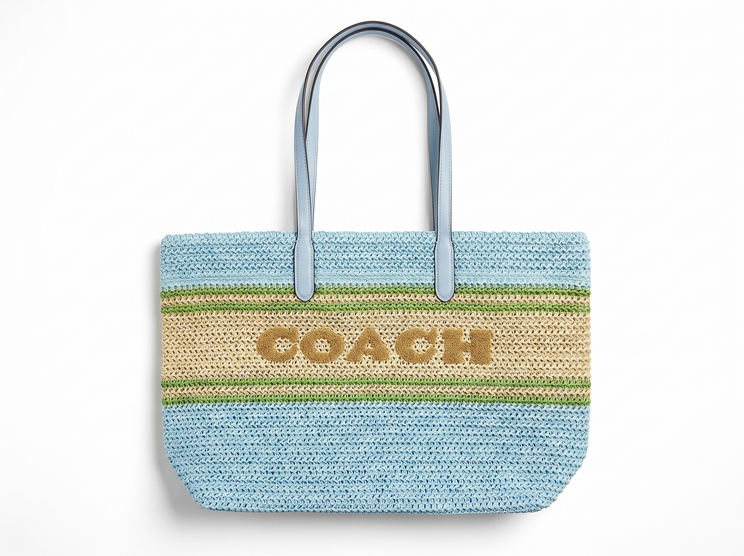 🩵 Coach Coastal Straw Tote Bag – Summer Breeze Edition 🩵