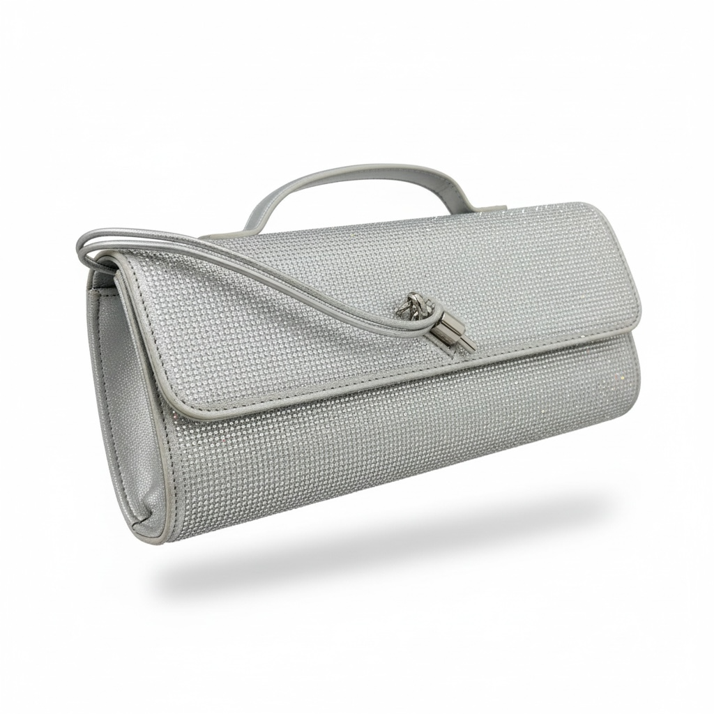 ✨ Bottega Veneta Silver Crystal Knot Clutch – Luxury Evening Handbag ✨