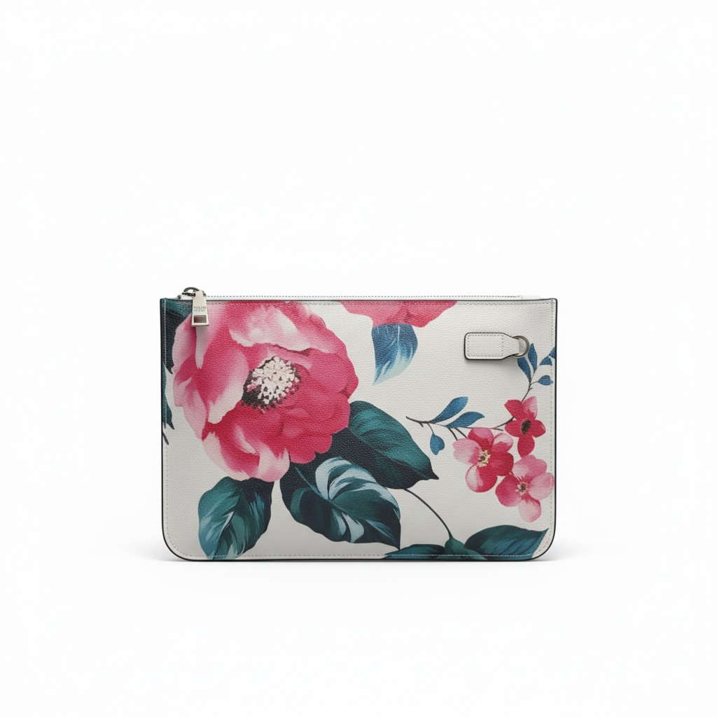 Prada Floral Print Zipped Pouch – Ivory 🌸🤍