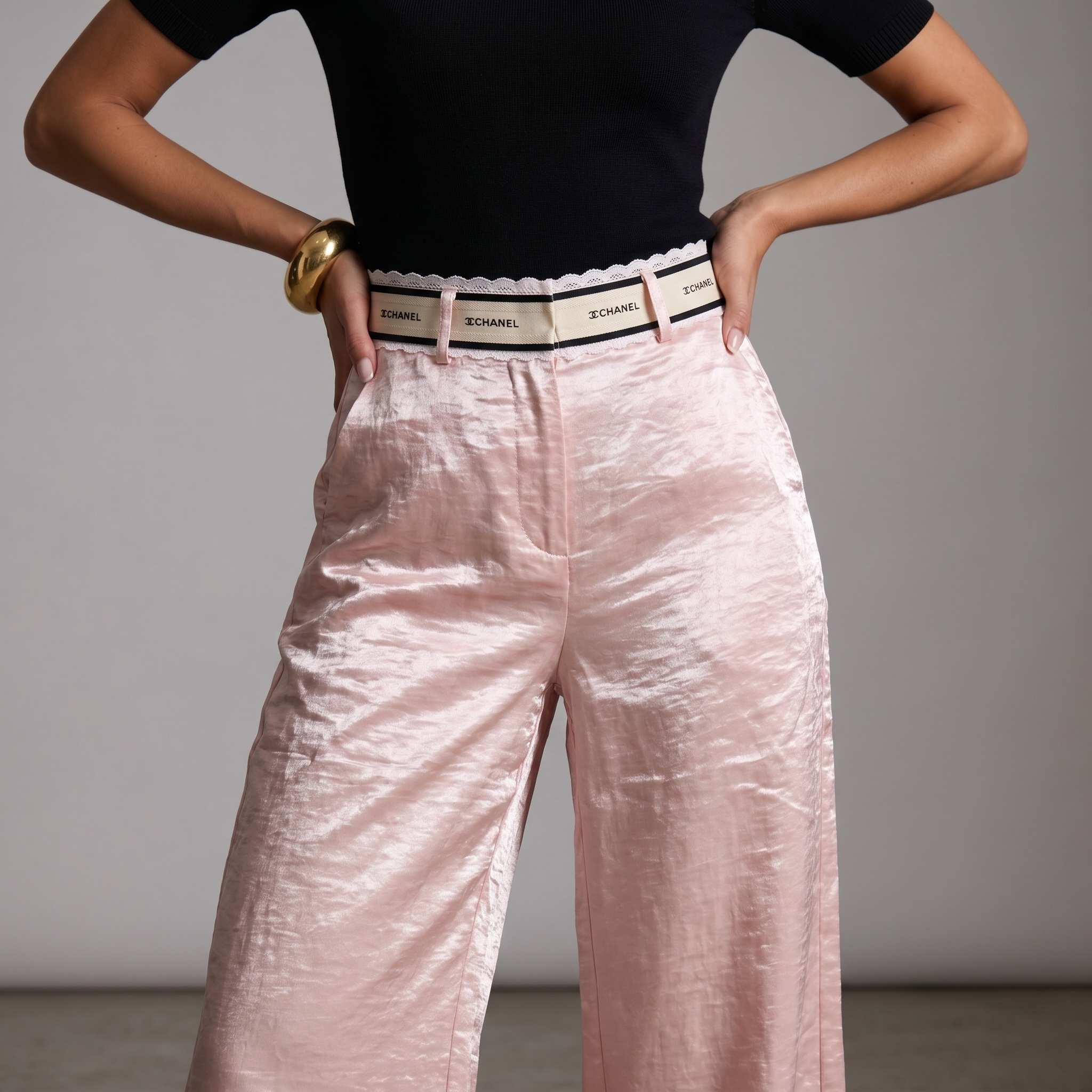 Chanel Satin Wide-Leg Trousers ✨🌸🤍