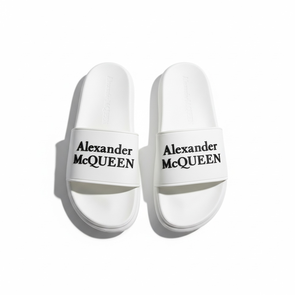 Alexander McQueen White Logo Slides 🤍✨ | Clean Luxury Summer Essential 👑🔥