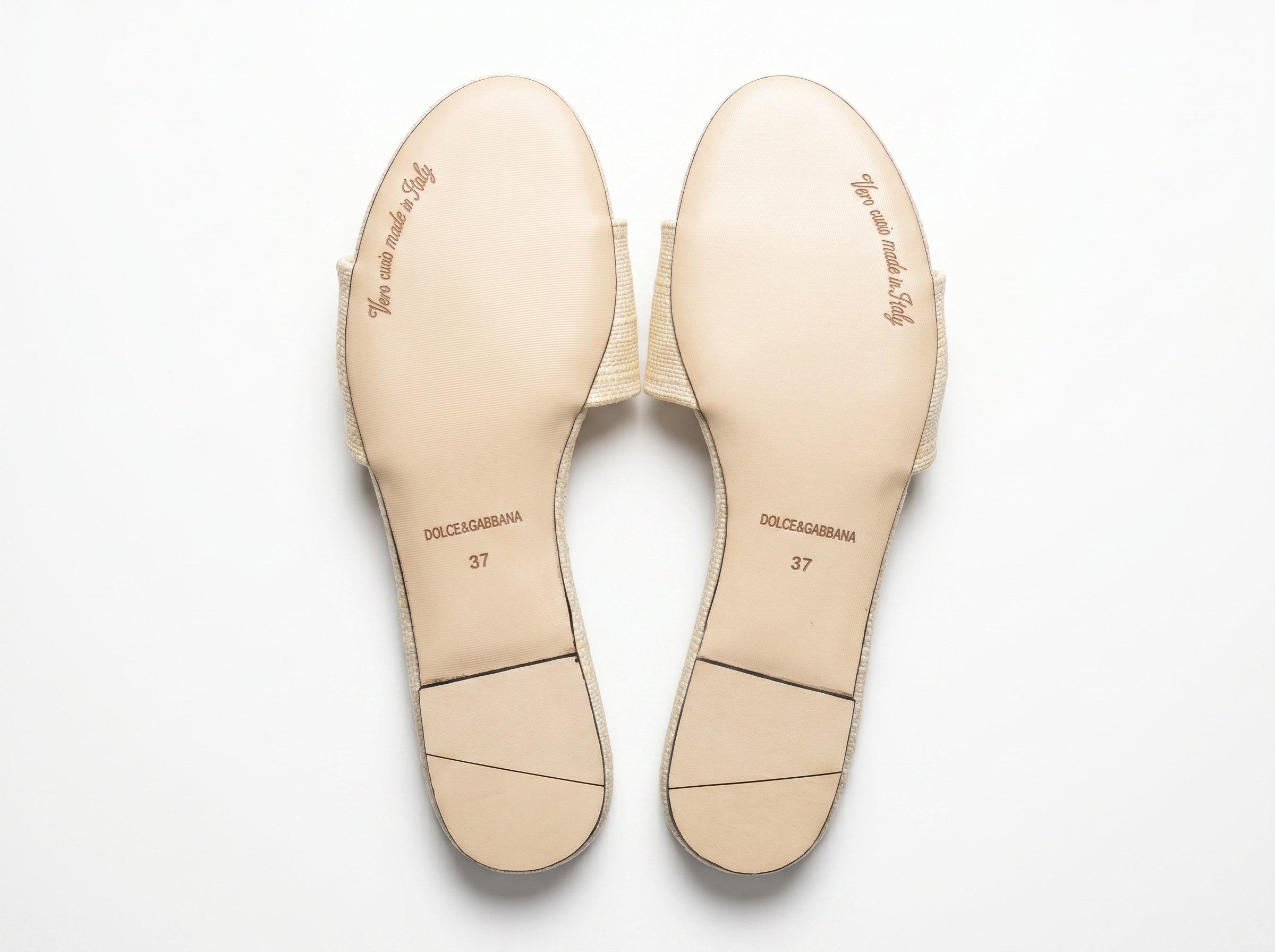 Dolce & Gabbana DG Raffia Slide Sandals – Champagne Gold ✨👡