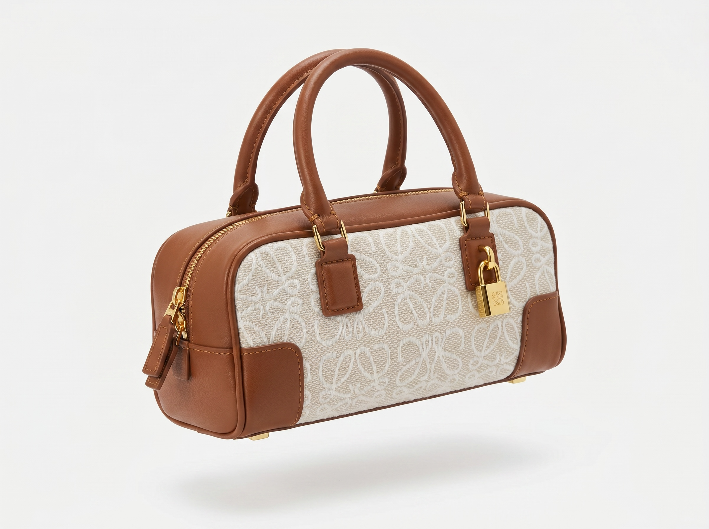 Loewe Anagram Canvas Mini Boston Bag – Tan & Ivory 🤎✨