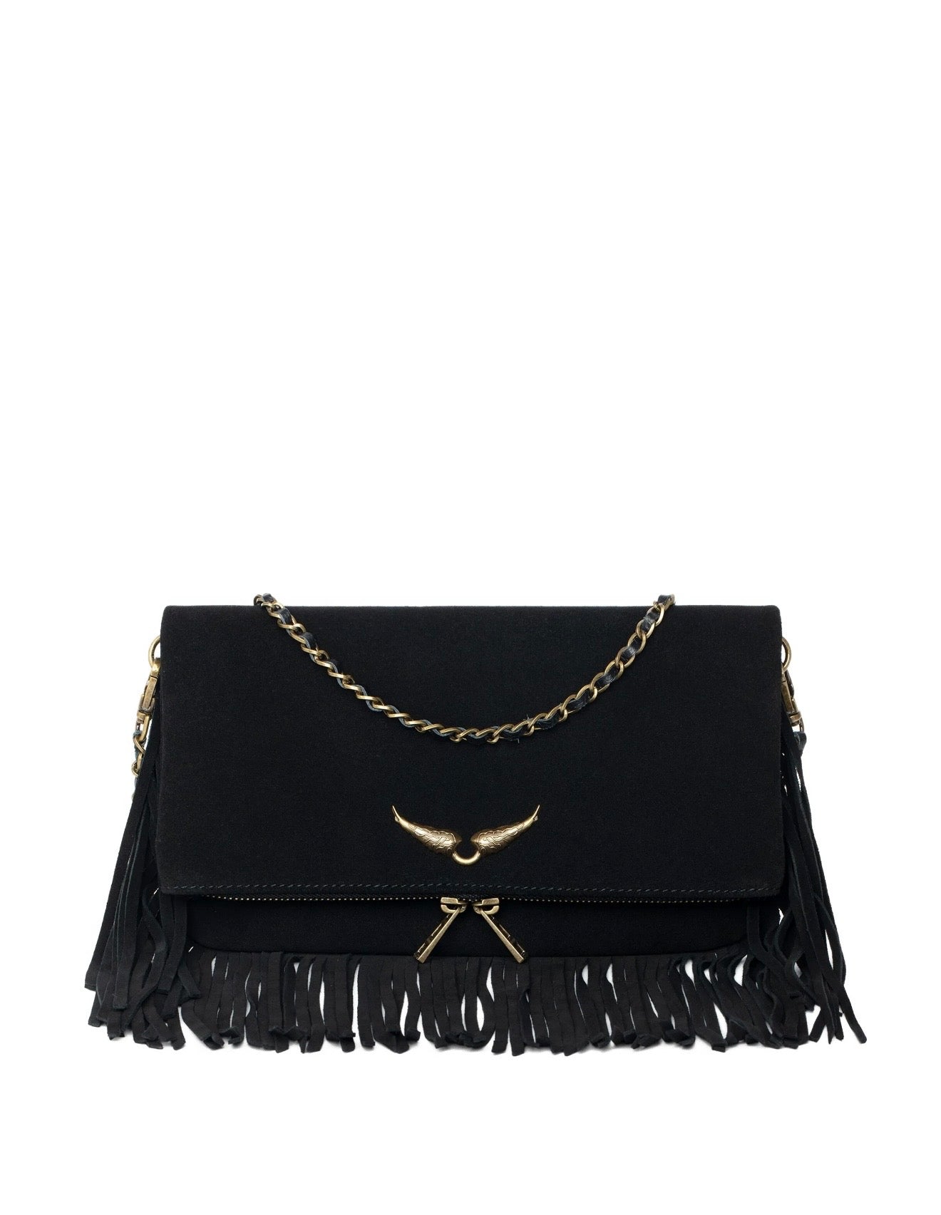 Zadig & Voltaire Fringe Crossbody Bag – Black 🖤✨ | Boho-Chic Statement