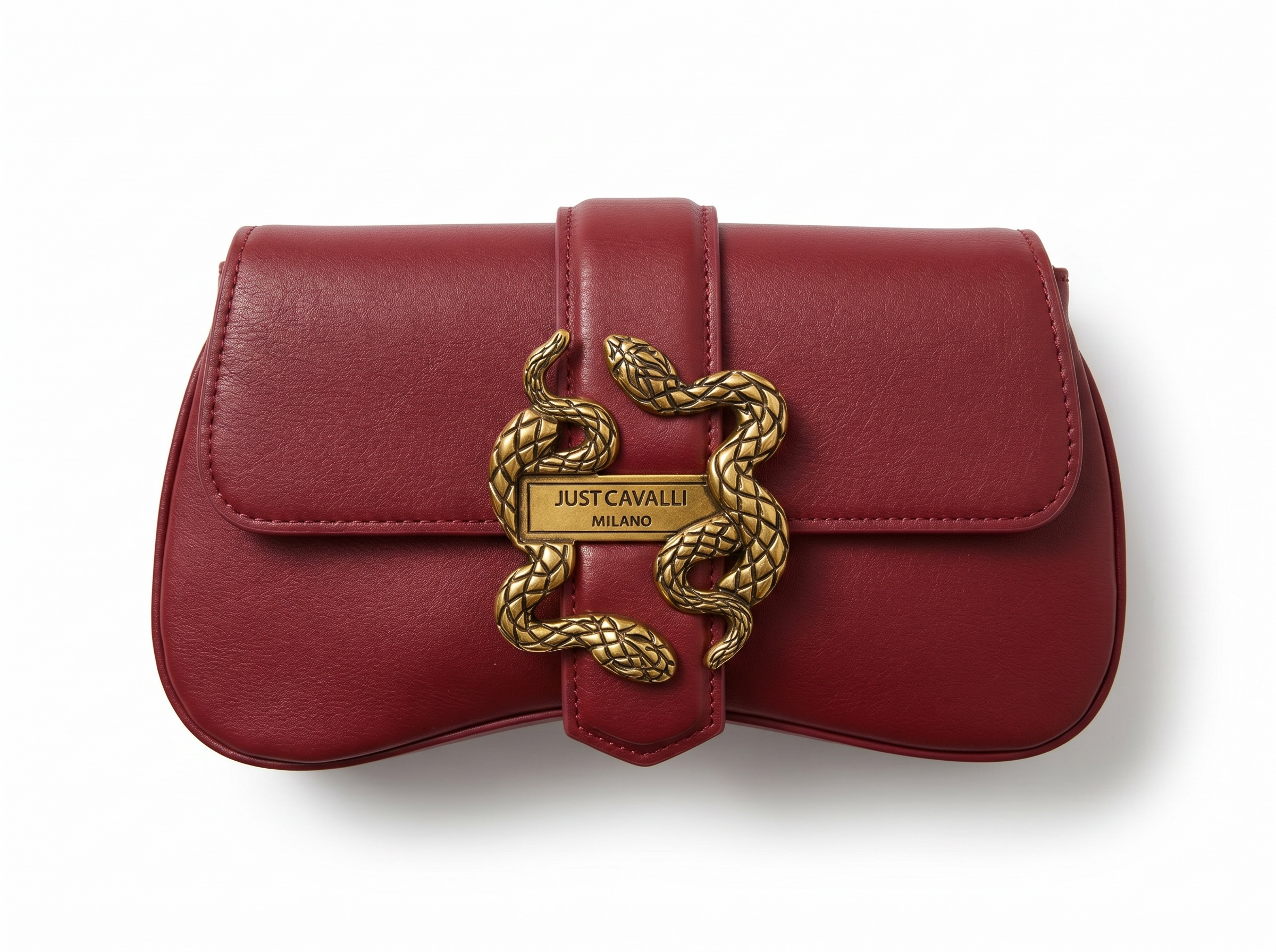 ❤️ Just Cavalli Ruby Red Serpent Lock Shoulder Bag ❤️