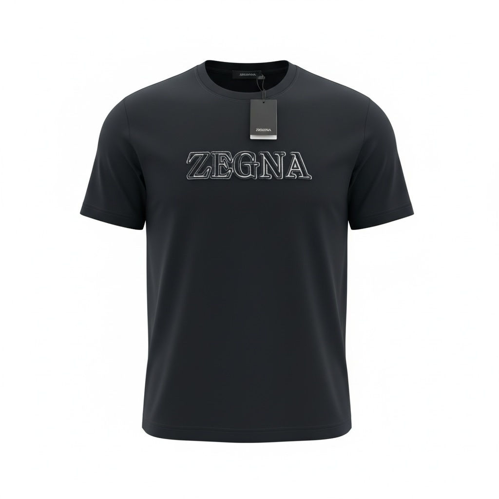 ZEGNA Signature Black Logo T-Shirt 🖤✨ Premium Minimal Style