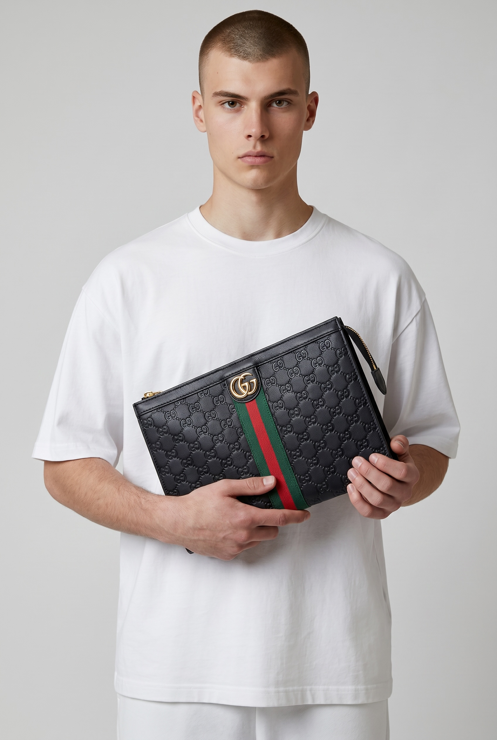 Gucci Black GG Web Stripe Clutch Bag 🖤✨
